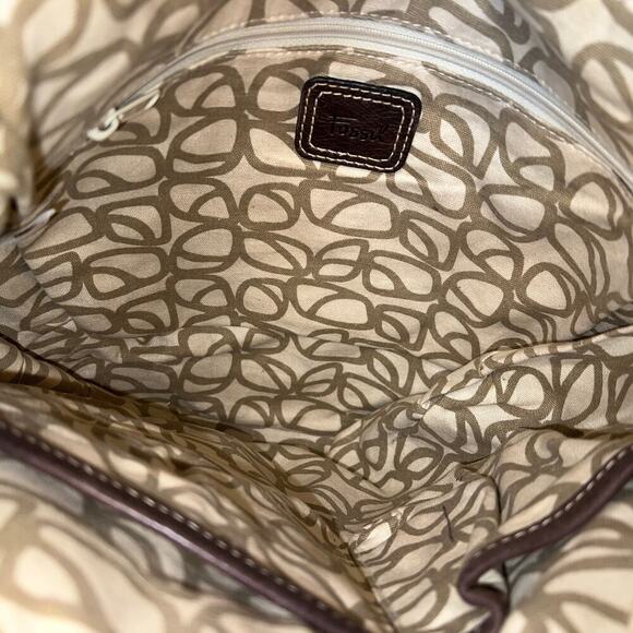 Fossil Pebbled Leather Crossbody Bag Rich Chocolate Brown Contrast Stitching - Picture 10 of 15